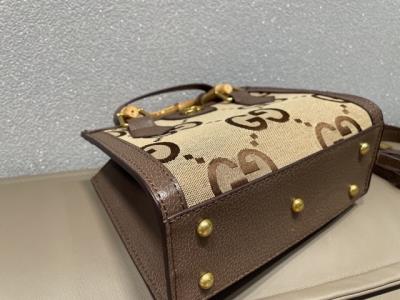 wholesale quality gucci ladies canvas bag with bamboo joint handle small