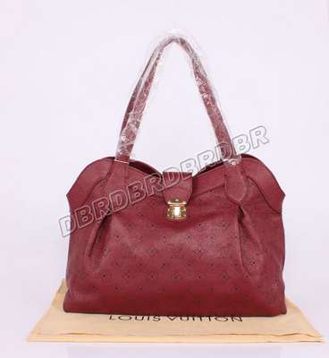 Discount Louis Vuitton Handbags Monogram Mahina M93465 purplish red Wholesale