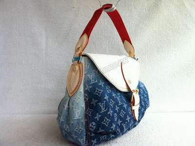 discount louis vuitton handbags monogram denim m40417 blue wholesale