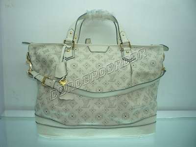 Discount Louis Vuitton Handbags Monogram Mahina M93178 beige white Wholesale